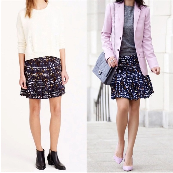 4/$20 J. CREW Pleated Lattice Mini Skirt in Navy Blue Womens size 6 - Picture 1 of 6